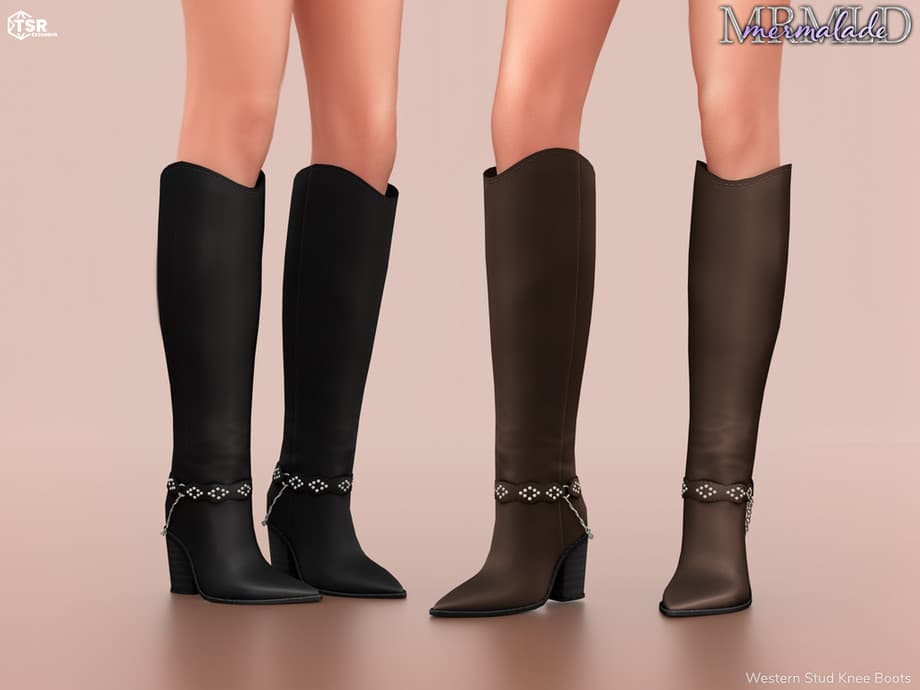 Сапоги Western Stud Knee Boots S686